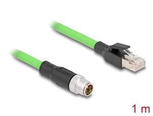 DELOCK M12 Kabel X-kodiert 8 Pin St. zu RJ45 St.PUR(TPU) 1 m