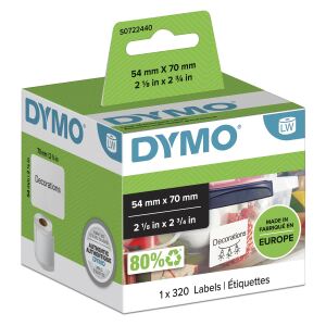 DYMO Original LabelWriter Mehrzwecketiketten | 54 mm x 70 mm | Rolle mit 320 leicht ablösbaren Etiketten | selbstklebend | für LabelWriter Etikettendrucker und Beschriftungsgerät