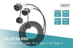 Digitus KFZ-Ladekabel für Elektroautos & PHEV – 5 m – Typ 2 auf Typ 2 – Mode 3 - 1-Phasig – 32 A – 7,4 kW – Schwarz