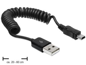 DeLOCK USB 2.0/USB mini 0.6m USB Kabel 0,6 m USB A Mini-USB A 0,48 Gbit/s Schwarz