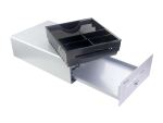 Equip Kassenschublade für Point of Sale (POS)-System, 4 Schein-/4 Münzfächer, herausnehmbare Münzschlitze, RJ11-Anschluss, Aluminium