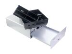 Equip Kassenschublade für Point of Sale (POS)-System, 4 Schein-/4 Münzfächer, herausnehmbare Münzschlitze, RJ11-Anschluss, Aluminium