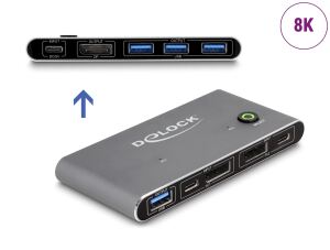 DELOCK DisplayPort KVM Switch 8K 30 Hz mit USB 5 Gbps