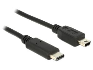 DeLOCK 0.5m, USB2.0-C/USB2.0 Mini-B USB Kabel 0,5 m Mini-USB B USB C 0,48 Gbit/s Schwarz