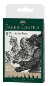 Faber-Castell Pitt Artist Pen Tuschestift, 8er Etui, schwarz