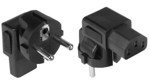 Alcasa PA-0133S Netzstecker-Adapter Typ E/F hybrid C13 Schwarz