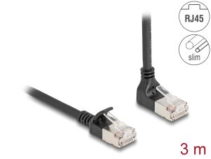 DELOCK RJ45 Netzwerkkabel Cat.6A S/FTP Slim 90° 3m schwarz