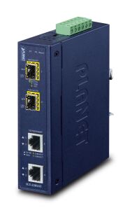 PLANET IP30 Industrial 2-port Netzwerk Medienkonverter Blau
