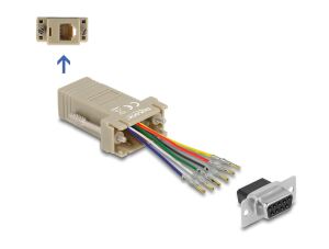 DELOCK D-Sub 9 Pin Buchse zu RJ12 6P/6c Buchse Montagesatz