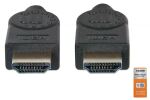 Manhattan Zertifiziertes Premium High Speed HDMI-Kabel mit Ethernet-Kanal, 4K@60Hz, HEC, ARC, 3D, 18 Gbit/s Bandbreite, HDMI-Stecker auf HDMI-Stecker, geschirmt, schwarz, 3 m