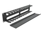 DELOCK 19" Kabelmanagement mit 4 Öffnungen 2 HE schwarz