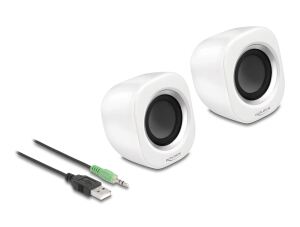 DELOCK Mini Stereo PC Lautsprecher 3,5mm Stecker USB Weiß