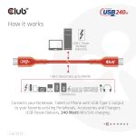 CLUB3D USB2 Typ-C Bi-Direktionales USB-IF zertifiziertes Kabel 480Mb, PD 240W(48V/5A) EPR St./St. 3m