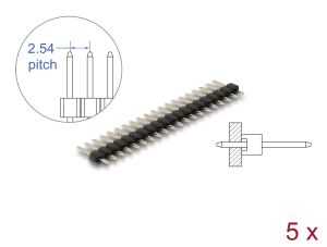 DELOCK Stiftleiste 20 Pin, Rastermaß 2,54 mm, 1-reihig 5 St.