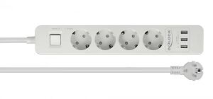 DELOCK Steckdosenleiste 4-fach mit USB Ladegerät weiß