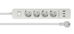 DELOCK Steckdosenleiste 4-fach mit USB Ladegerät weiß