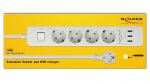 DELOCK Steckdosenleiste 4-fach mit USB Ladegerät weiß