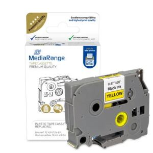 MediaRange Kunststoff-Schriftbandkassette, für/ersetzt Brother TZ-631/TZe-631, permanent haftend, 12mm, 8m, laminiert, schwarz auf gelb