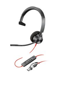 HP Poly Blackwire 3310 Monaurales USB-C-Headset, für Microsoft Teams zertifiziert, + USB-C/A-Adapter