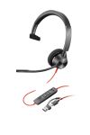 HP Poly Blackwire 3310 Monaurales USB-C-Headset, für Microsoft Teams zertifiziert, + USB-C/A-Adapter