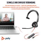 HP Poly Blackwire 3310 Monaurales USB-C-Headset, für Microsoft Teams zertifiziert, + USB-C/A-Adapter
