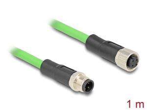 DeLOCK M12 Kabel D-kodiert 4 Pin Stecker zu Buchse PUR (TPU) 1 m
