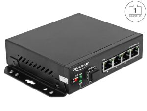 DELOCK RJ45 Switch 4 Port RJ45 + 1x SFP Schacht