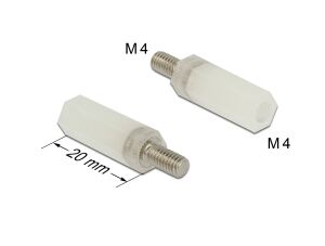 DELOCK Abstandshalter M 4 x M 4,Sechskant,Inen/Außen 20 mm