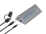 Conceptronic HUBBIES18G 10-fach Kombi-USB 3.0-Hub und Ladegerät mit 60W, 2-in-1 USB-C USB-A Kabel, USB 3.2 Gen 1