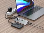 Conceptronic HUBBIES18G 10-fach Kombi-USB 3.0-Hub und Ladegerät mit 60W, 2-in-1 USB-C USB-A Kabel, USB 3.2 Gen 1
