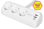 Digitus 3-fach Office-Steckdosenleiste mit 2x USB-A und 1x USB-C Anschlüssen, Weiß