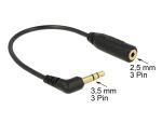 DELOCK Klinkekabel 2,5mm -> 3,5mm 90° Bu/St 0.17m