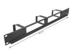 DeLOCK 19″ Kabelmanagement Rangierpanel mit 2 Öffnungen und 3 Bügeln 1 HE schwarz