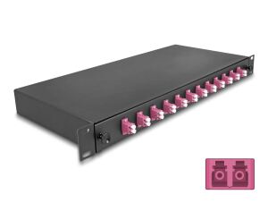 DELOCK 19" LWL Spleißbox 12x LC DX OM4 1HE spleißfer. Komp.