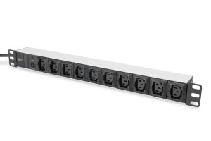 Digitus Steckdosenleiste mit Aluminiumprofil, 10-fach, 2 m Zuleitung IEC C14 Stecker