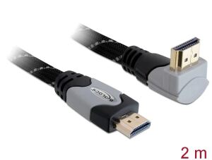 DELOCK HDMI Kabel Ethernet A -> A St/St 2.00m 90° oben 4K