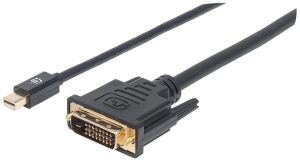 Manhattan Mini-DisplayPort 1.2a auf DVI-Kabel, Mini-DisplayPort 1.2a-Stecker auf DVI-D 24+1-Stecker, 1,8 m, schwarz
