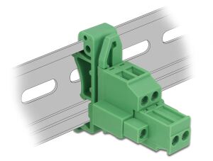 DELOCK Terminalblock Set f. Hutschiene 2Pin m. Schraubverr.