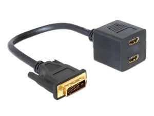 DeLOCK Adapter DVI 25 male > 2x HDMI female 0,2 m DVI-D 2 x HDMI Schwarz