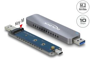 DELOCK Externes Gehäuse für M.2 NVMe PCIe SSD USB TYP C & A