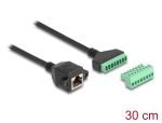 DeLOCK RJ45 Kabel Cat.6 Buchse zu Terminalblock Adapter zum Einbau 30 cm 2-teilig