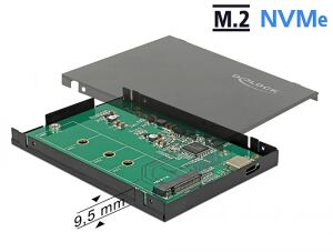 DELOCK externes Gehäuse 2.5" M.2 NVMe PCIe SSD USB3.1 TypC