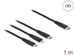 DELOCK Ladekabel 3 in 1 USB-C < Lightning/Micro USB/USB-C 1m