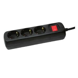 LogiLink LPS206B Verlängerungskabel 1,4 m 3 AC-Ausgänge Schwarz