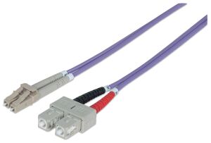 Intellinet Glasfaser LWL-Anschlusskabel, Duplex, Multimode, LC/SC, 50/125 µm, OM4, 1 m, violett
