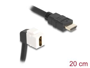 DeLOCK Keystone Modul Kabel HDMI Stecker zu Buchse 90° gewinkelt 8K 60 Hz 20 cm schwarz
