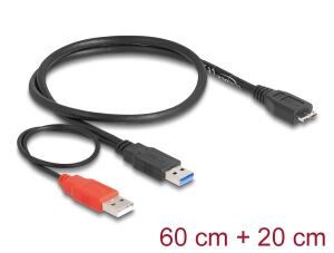 DELOCK USB3.0 Y-Kabel 2x A -> Micro-B St/St 0.60m