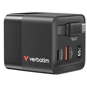Verbatim GaN Charger 65W Universal Schwarz AC Schnellladung Drinnen
