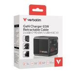 Verbatim GaN Charger 65W Universal Schwarz AC Schnellladung Drinnen
