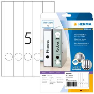 HERMA Ordneretiketten A4 38x297 mm weiß Papier matt blickdicht 125 St.